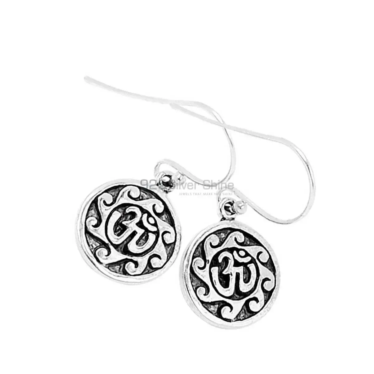 925 Sterling Silver Handmade Om Earrings 925SE2868_4