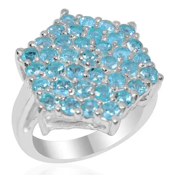 Affordable 925 Sterling Silver Handmade Rings Exporters In Blue Topaz Gemstone Jewelry 925SR2057