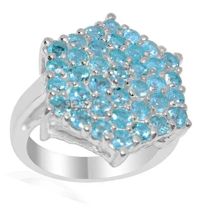 925 Sterling Silver Handmade Rings In Blue Topaz Gemstone Jewelry 925SR2057_0