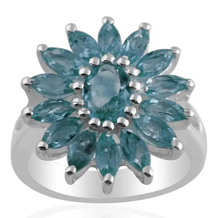 Affordable 925 Sterling Silver Handmade Rings Manufacturer In Blue Topaz Gemstone Jewelry 925SR1422