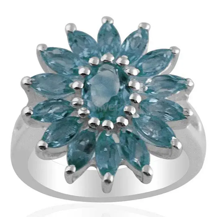 925 Sterling Silver Handmade Rings In Blue Topaz Gemstone Jewelry 925SR1422