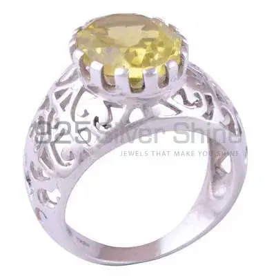 Lemon Quartz Single Gemstone Sterling Silver rings 925SR3483_0