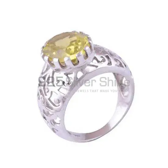 Lemon Quartz Single Gemstone Sterling Silver rings 925SR3483_0