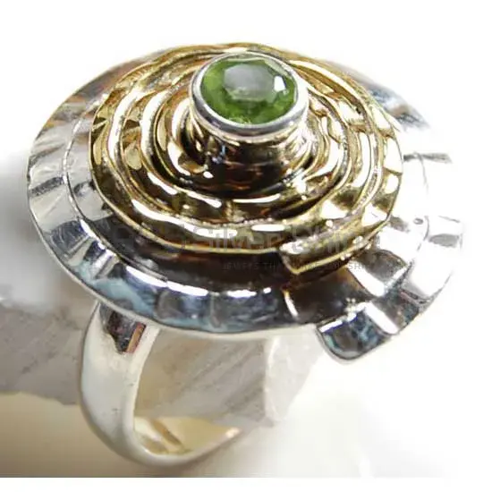 Tow tone Sterling Silver Peridot Umbrella Rings 925SR3729