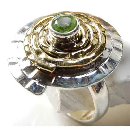 Tow tone Sterling Silver Peridot Umbrella Rings 925SR3729_0