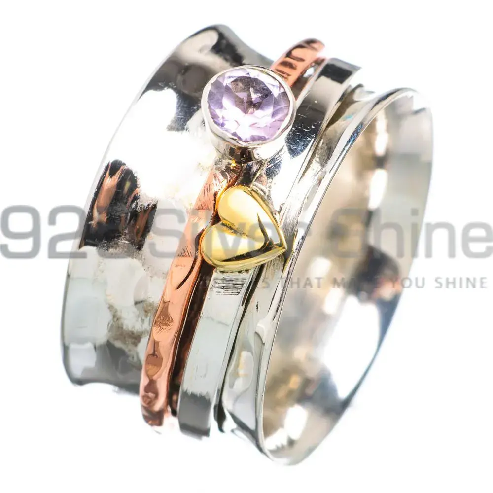Amethyst Birth Stone Spinner Rings With Solid Silver Jewelry SMR131