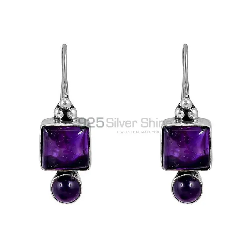 Amethyst Cabochon Gemstone Earring In 925 Sterling Silver Jewelry 925SE130_1