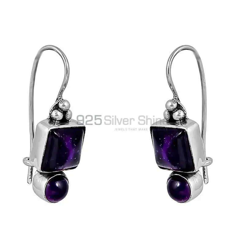 Amethyst Cabochon Gemstone Earring In 925 Sterling Silver Jewelry 925SE130_0