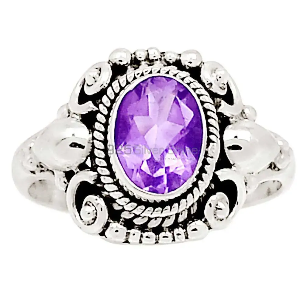 Natural Ametyst Cut Stone Silver Rings Jewelry 925SR2368_0