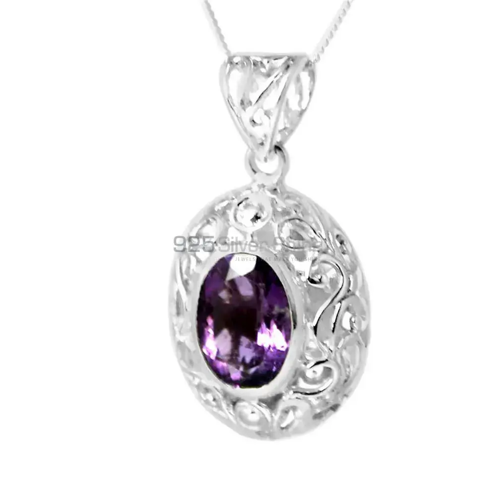 Amethyst Gemstone Handmade Pendants In 925 Sterling Silver Jewelry 925SP232-5