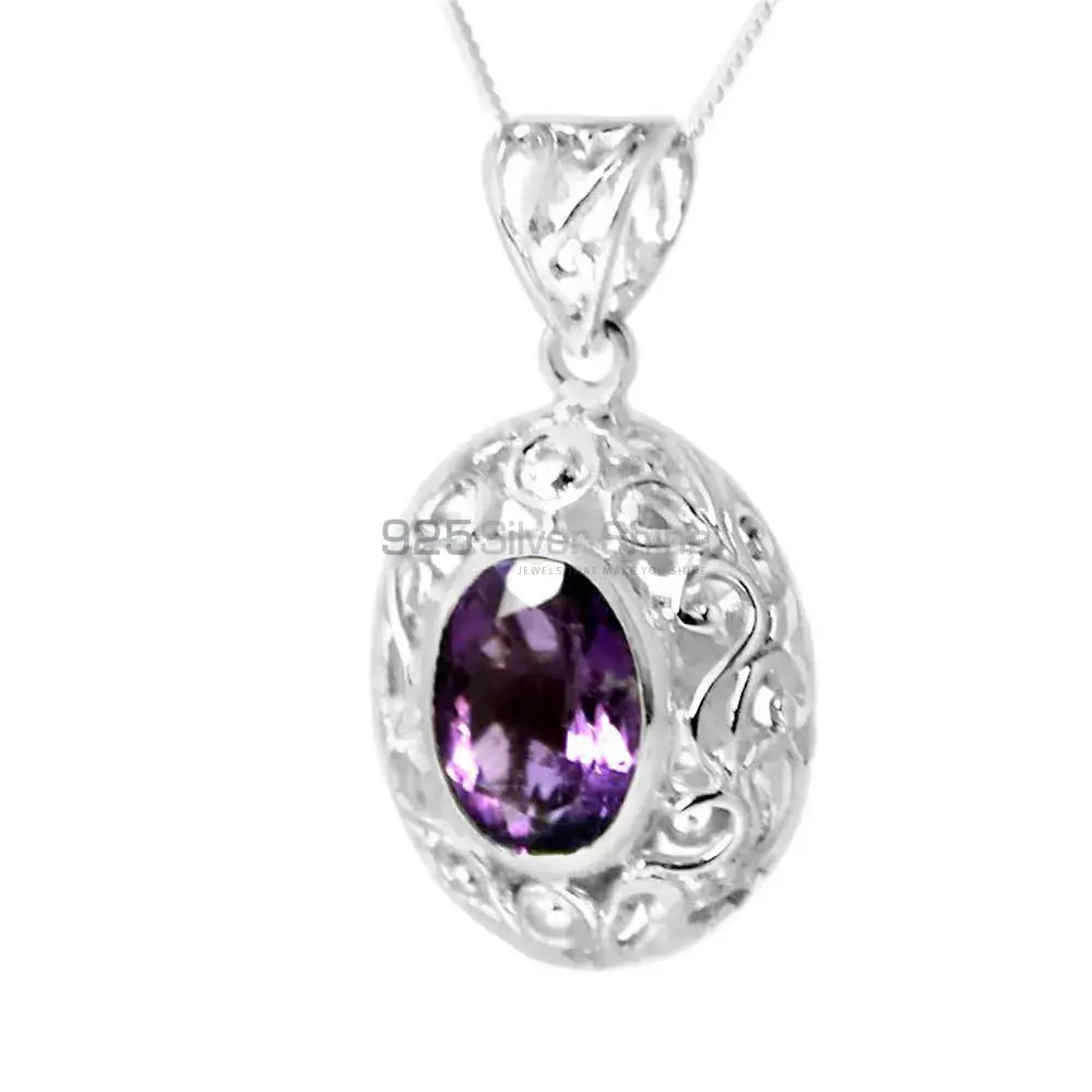 Amethyst Gemstone Handmade Pendants In 925 Sterling Silver Jewelry 925SP232-5_0