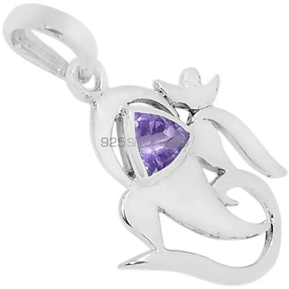 Amethyst Gemstone Handmade Pendants In 925 Sterling Silver Jewelry 925SSP307-1