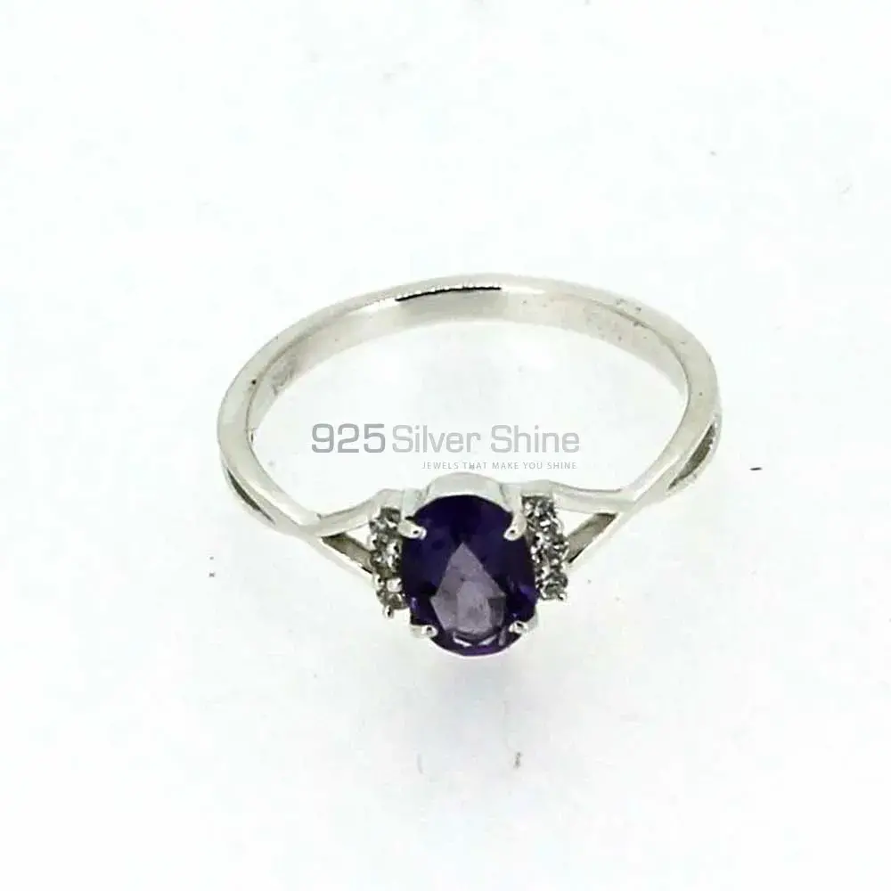 Amethyst February Birthstone Silver Ring 925SR051-2