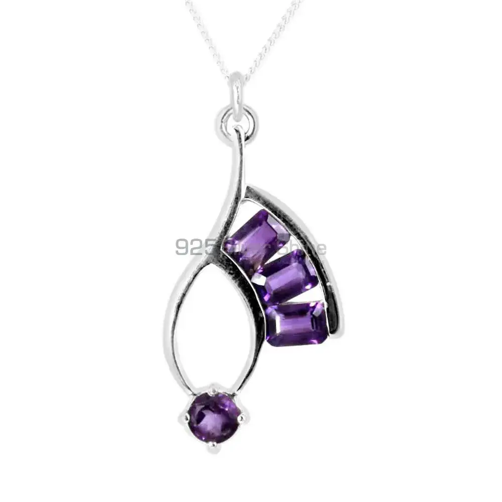 Amethyst Gemstone Pendants Exporters In 925 Solid Silver Jewelry 925SP216-7