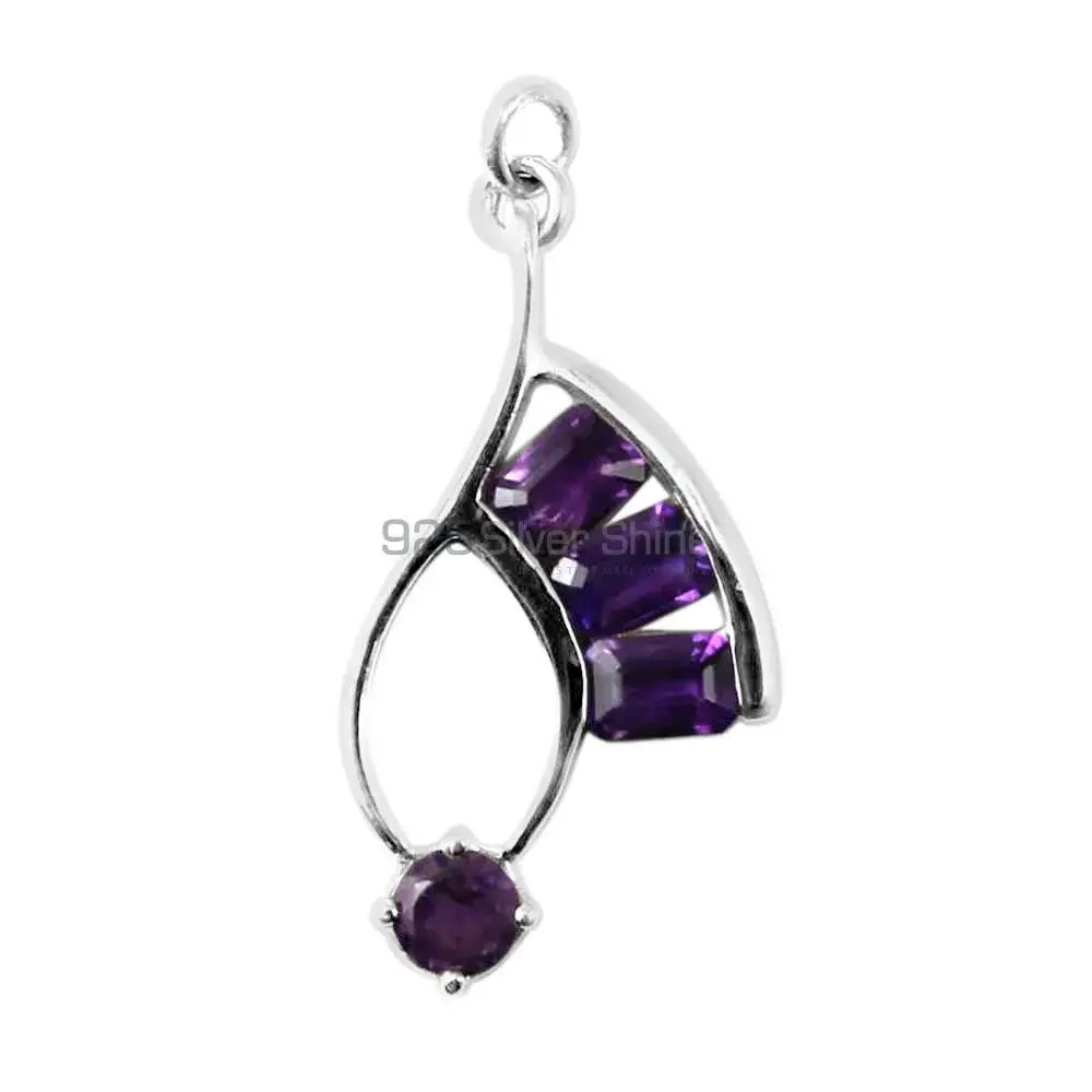 Amethyst Gemstone Pendants Exporters In 925 Solid Silver Jewelry 925SP216-7_0