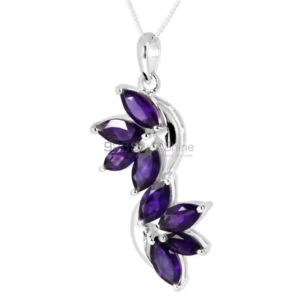 Amethyst Gemstone Pendants In 925 Solid Silver Jewelry 925SP241-4_0