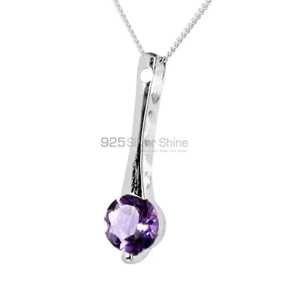 Amethyst Gemstone Pendants Suppliers In 925 Fine Silver Jewelry 925SP233-3