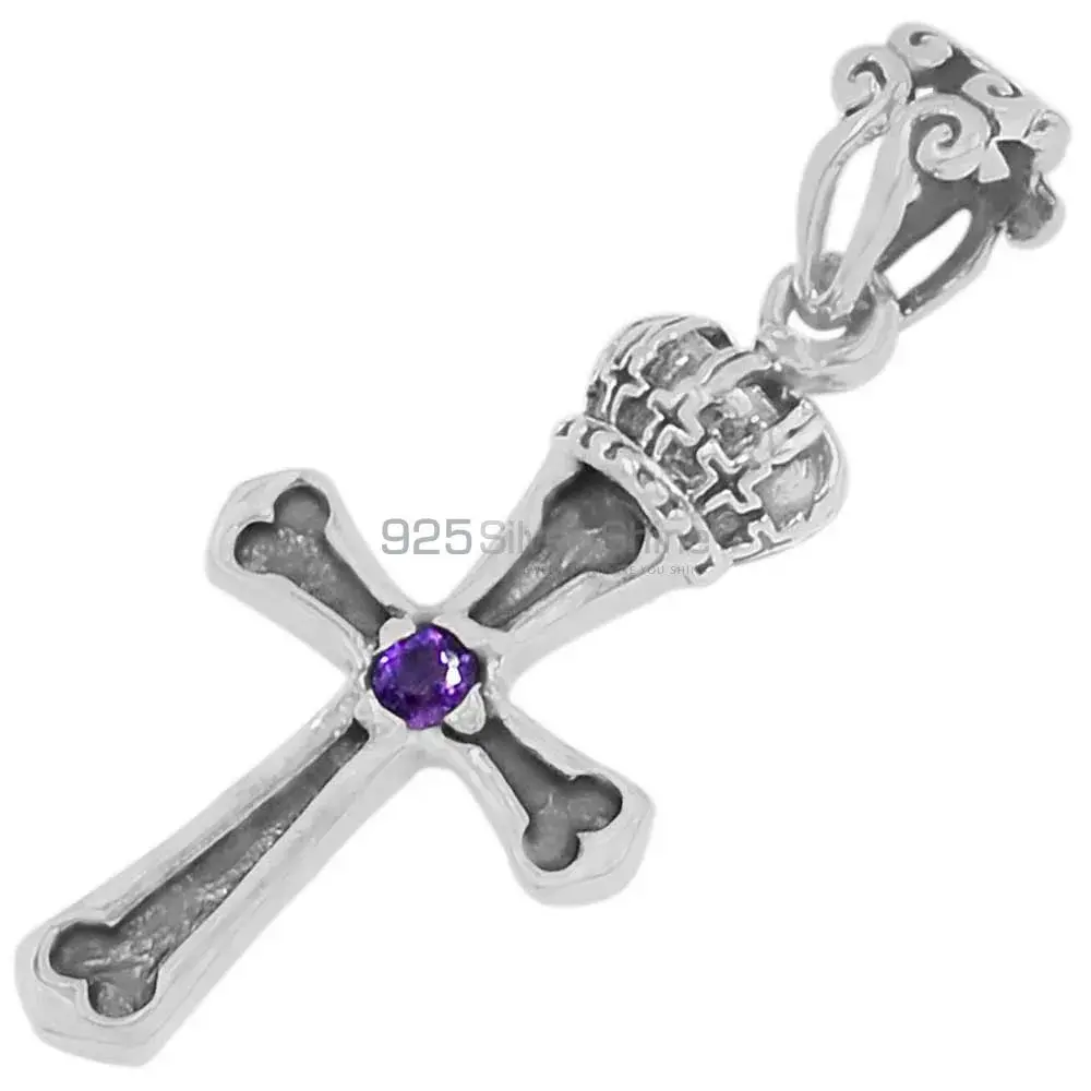 Amethyst Gemstone Pendants In Fine Sterling Silver Jewelry 925SSP347-1_1