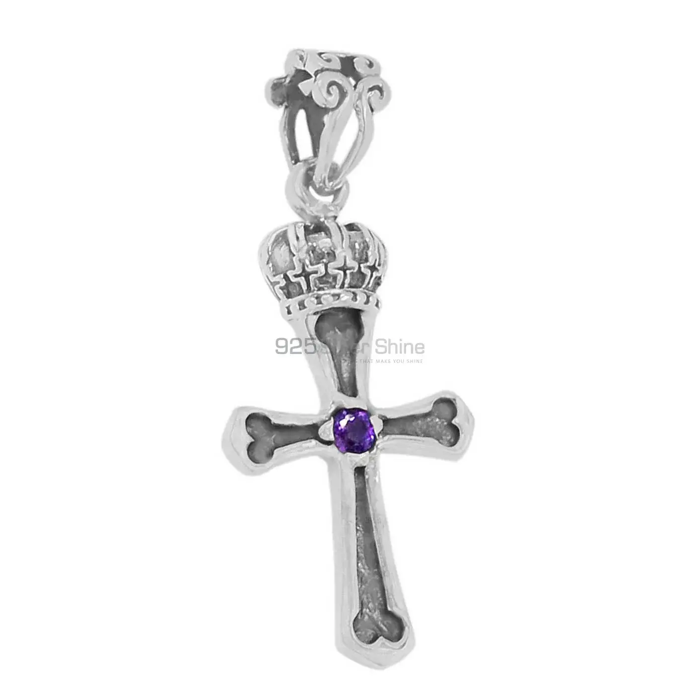 Amethyst Gemstone Pendants In Fine Sterling Silver Jewelry 925SSP347-1_2