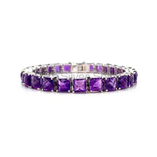 Amethyst Gemstone Top Quality Tennis Bracelets In Solid Sterling Silver Jewelry 925SB226