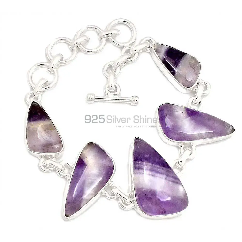 Amethyst Lace Agate Best Price Gemstone Bracelets Suppliers In 925 Fine Silver Jewelry 925SB267-2