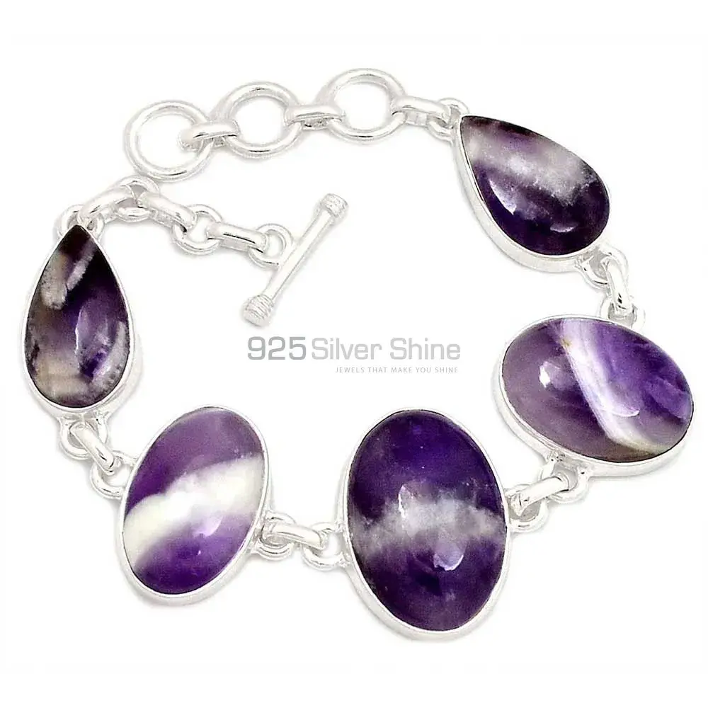 Amethyst Lace Agate Gemstone Bracelets In 925 Solid Silver Jewelry 925SB267-1