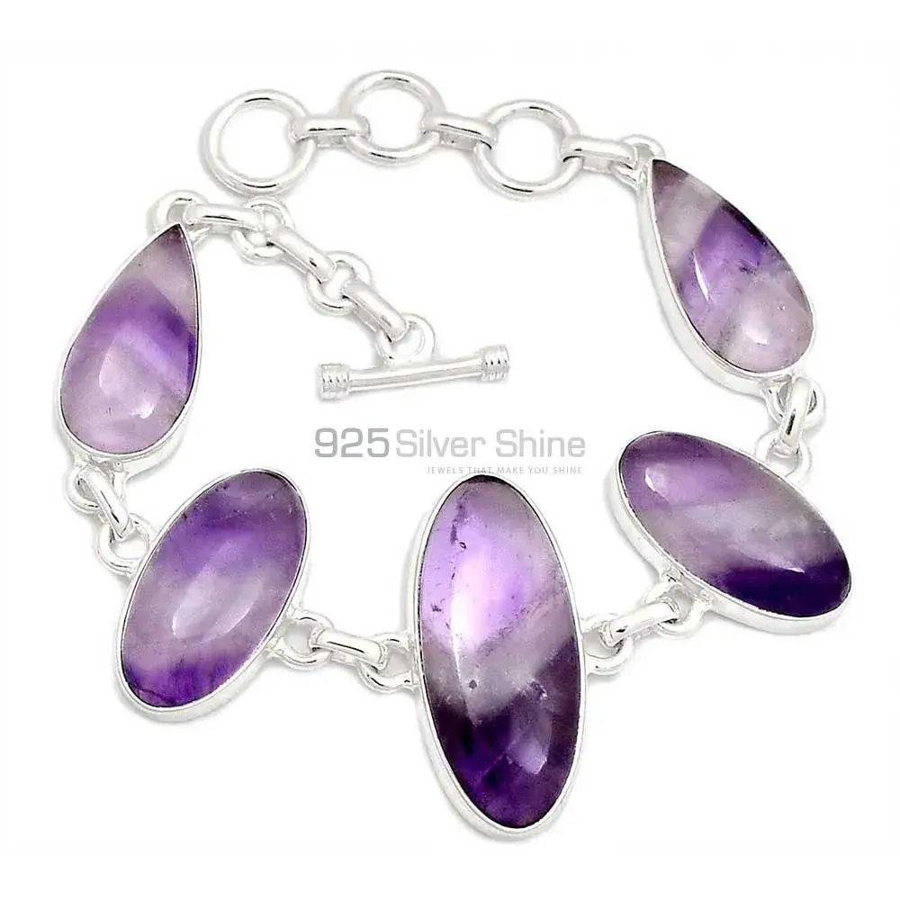 Amethyst Lace Agate Gemstone Bracelets In 925 Solid Silver Jewelry 925SB267-1_0