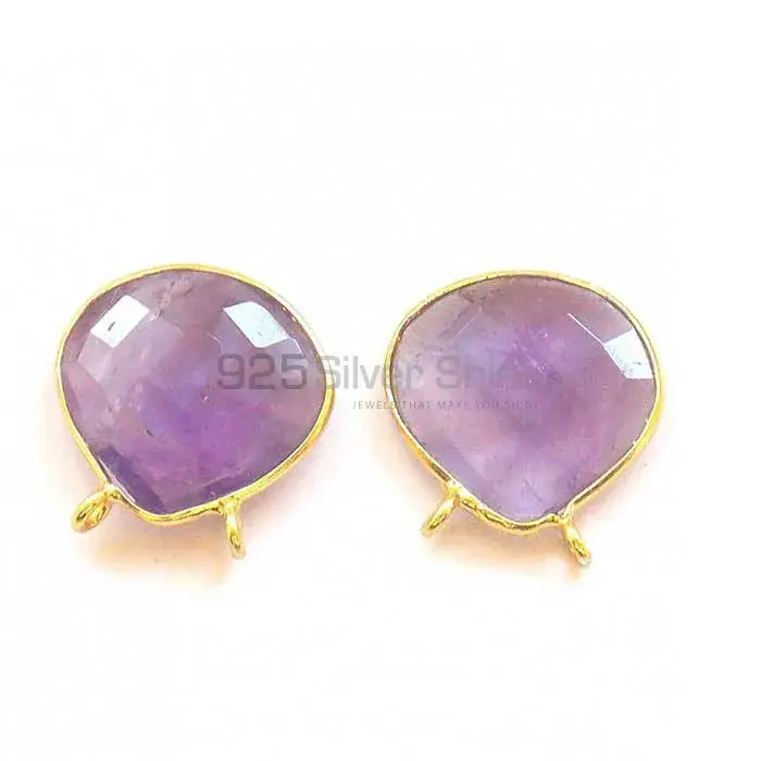 Amethyst Quartz Pear Gemstone Double Bail Bezel Sterling Silver Gold Vermeil Gemstone Connector 925GC279_0