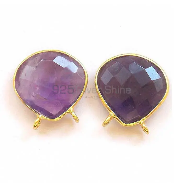 Amethyst Quartz Pear Gemstone Double Bail Bezel Sterling Silver Gold Vermeil Gemstone Connector 925GC279_3