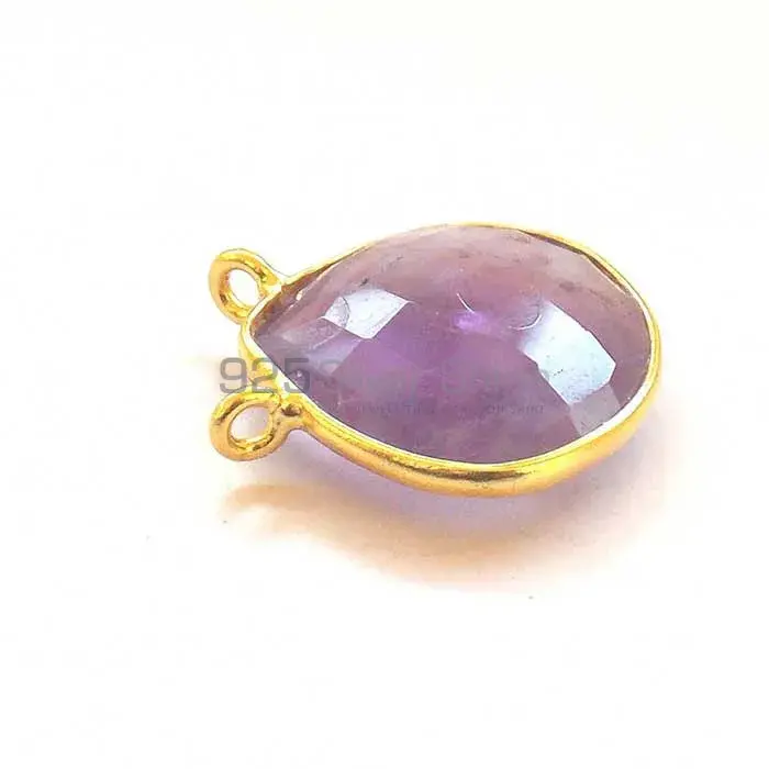 Amethyst Quartz Pear Gemstone Double Bail Bezel Sterling Silver Gold Vermeil Gemstone Connector 925GC279_4