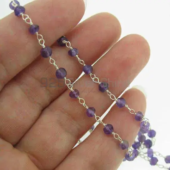 Amethyst quartz rosary chain . "Wire Wrapped 1 Feet Roll Chain" 925RC228_1