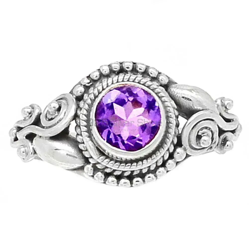 Faceted Amethyst Cut Stone Rings Jewelry 925SR2378