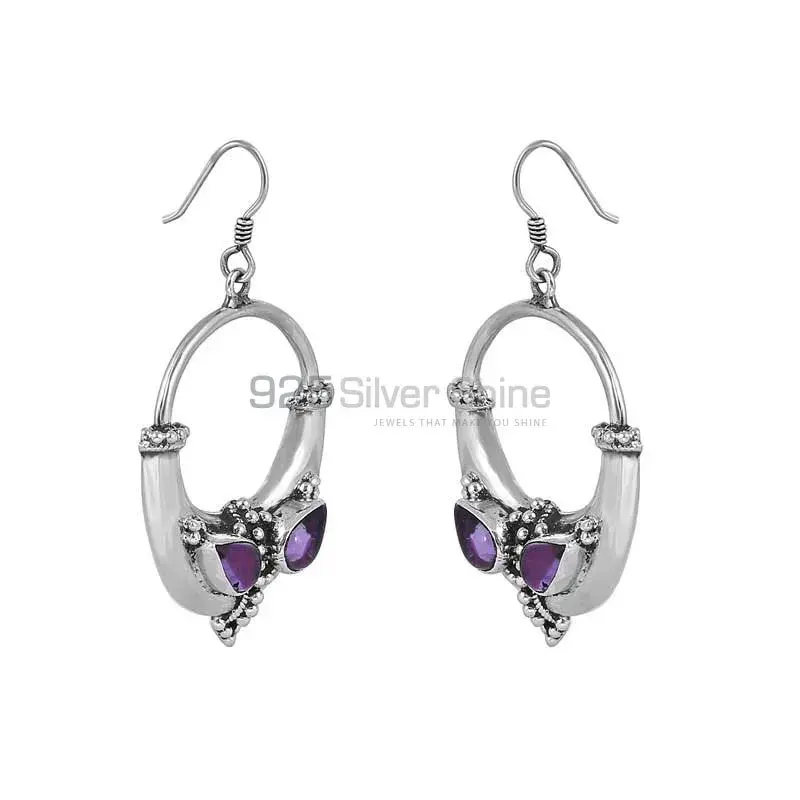 Amethyst Semi Precious Stone Earring In Sterling Silver Jewelry 925SE43_2