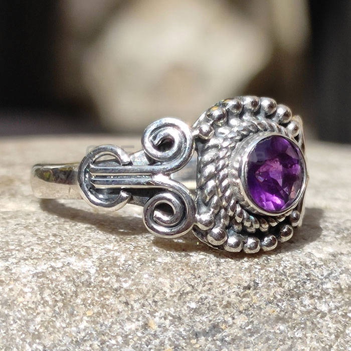 Antique Ethnic Sterling Silver Amethyst Boho Rings SSR94