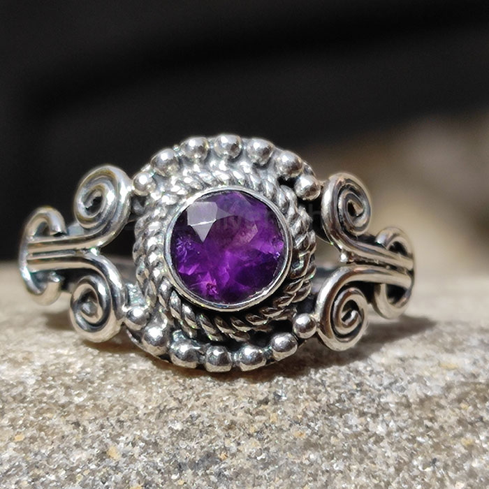 Antique Ethnic Sterling Silver Amethyst Boho Rings SSR94_0