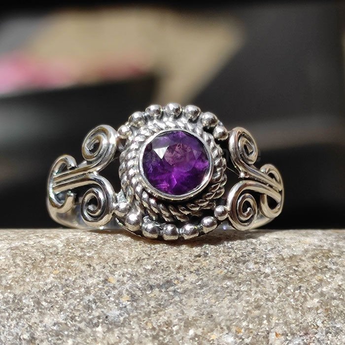 Antique Ethnic Sterling Silver Amethyst Boho Rings SSR94_1