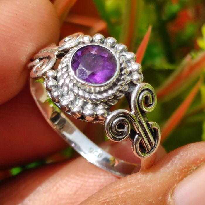 Antique Ethnic Sterling Silver Amethyst Boho Rings SSR94_3