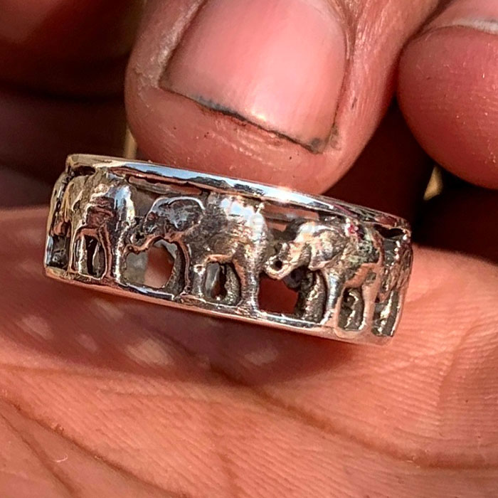 Antique Look Elephant Ring In Sterling Silver Jewelry SSR196_0