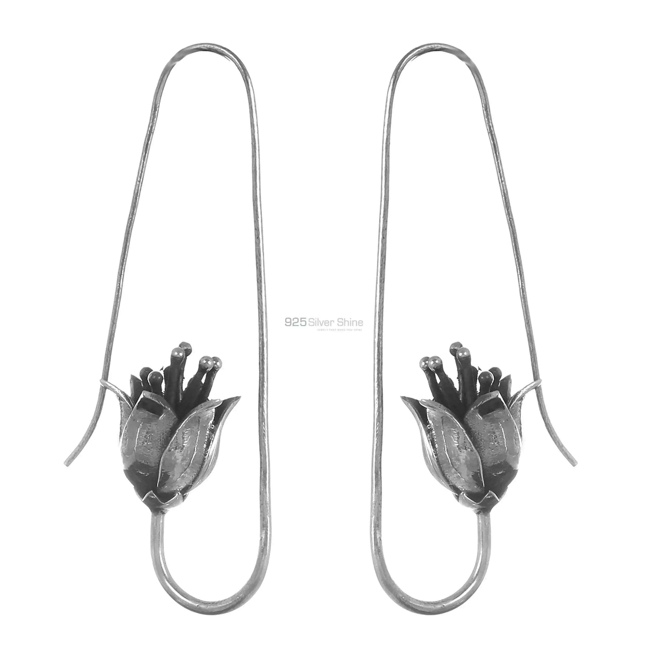 Antique Look Flower Handmade Earring In Sterling Silver Jewelry 925SE181_0