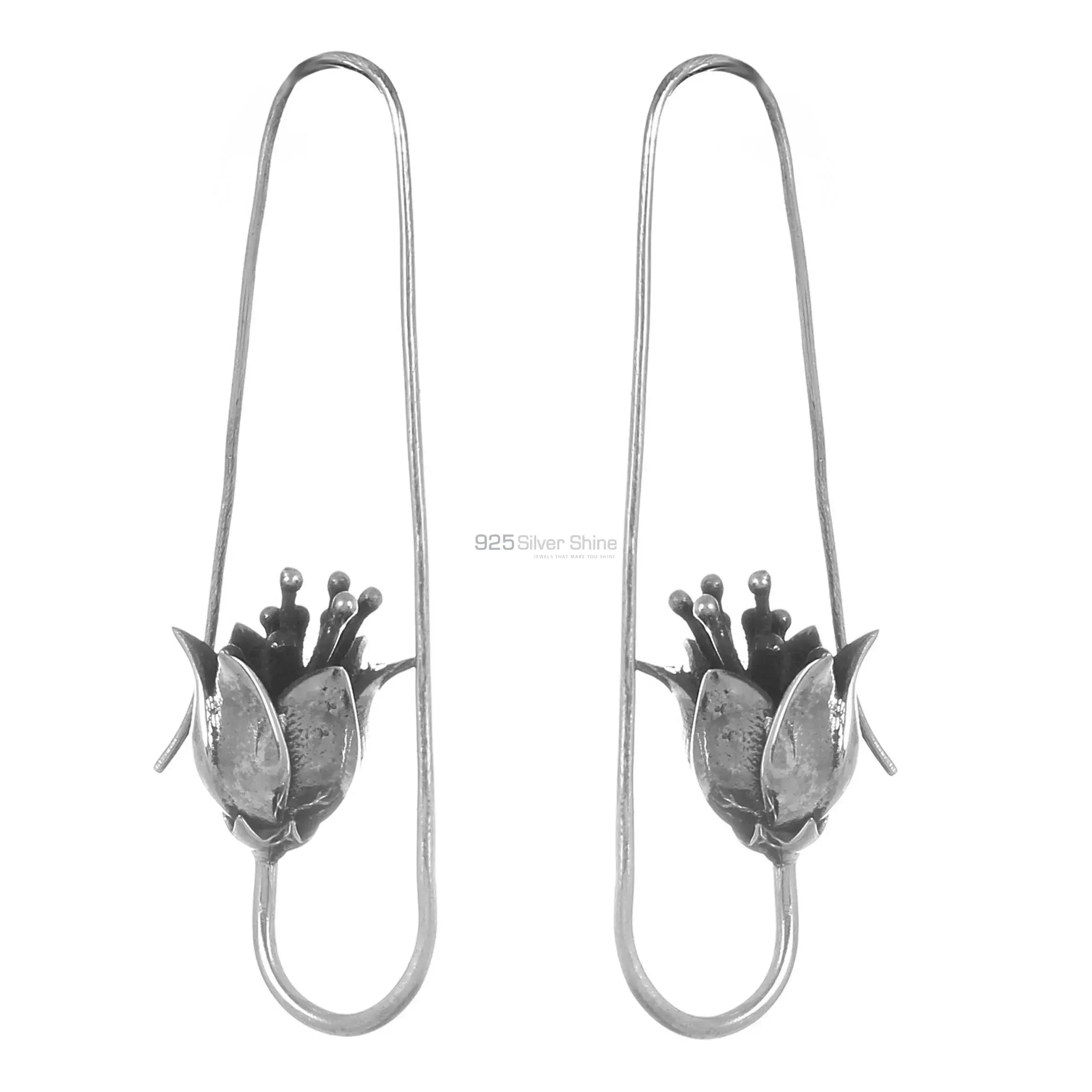 Antique Look Flower Handmade Earring In Sterling Silver Jewelry 925SE181_1