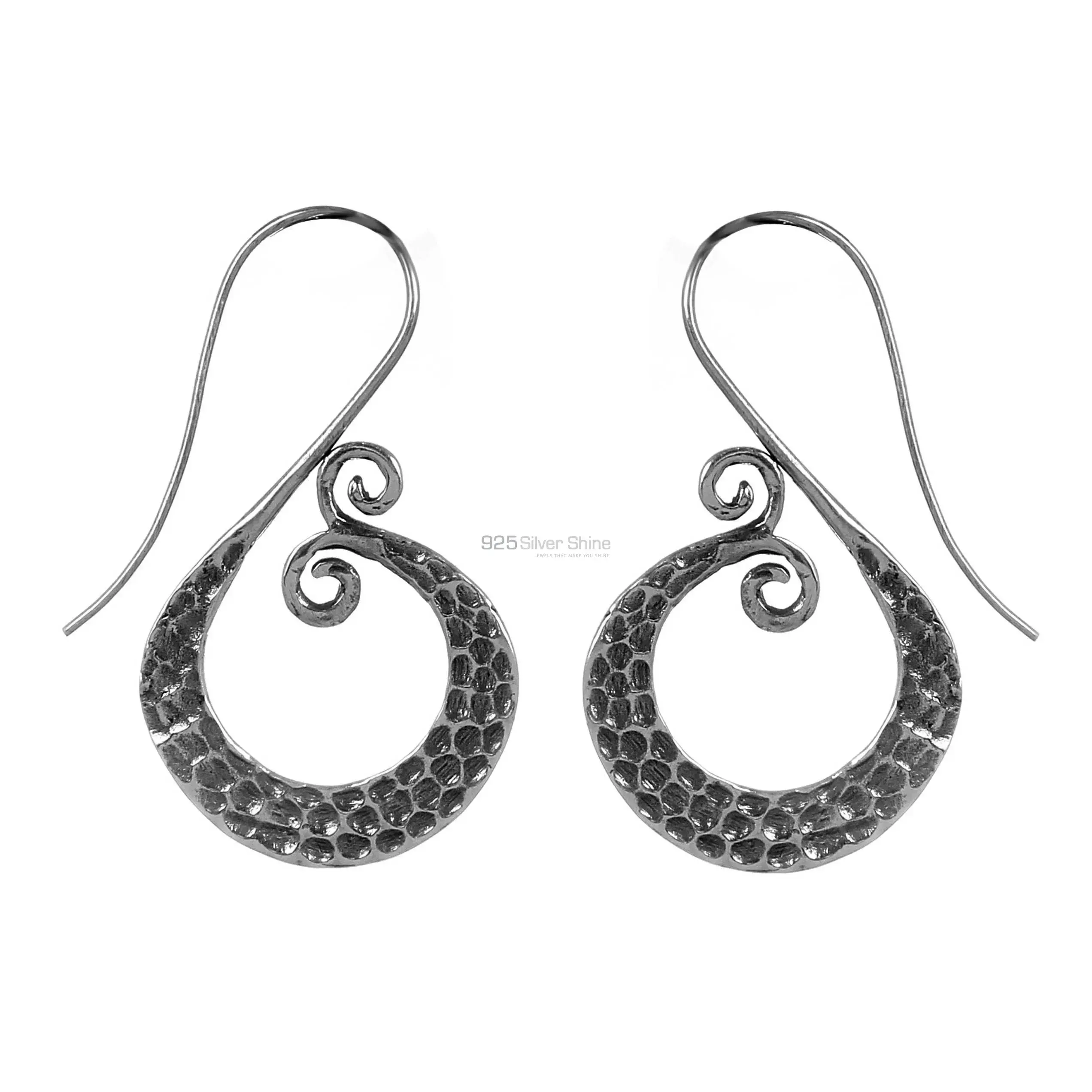 Antique Look Plain Silver Hammer Earring Jewelry 925SE191_0