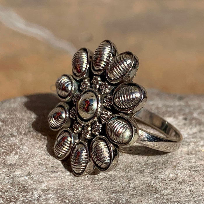 Antique Look Sterling Silver Flower Designer Ring SSR180_0