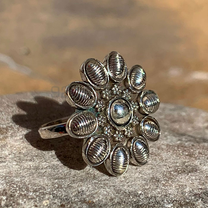 Antique Look Sterling Silver Flower Designer Ring SSR180_1