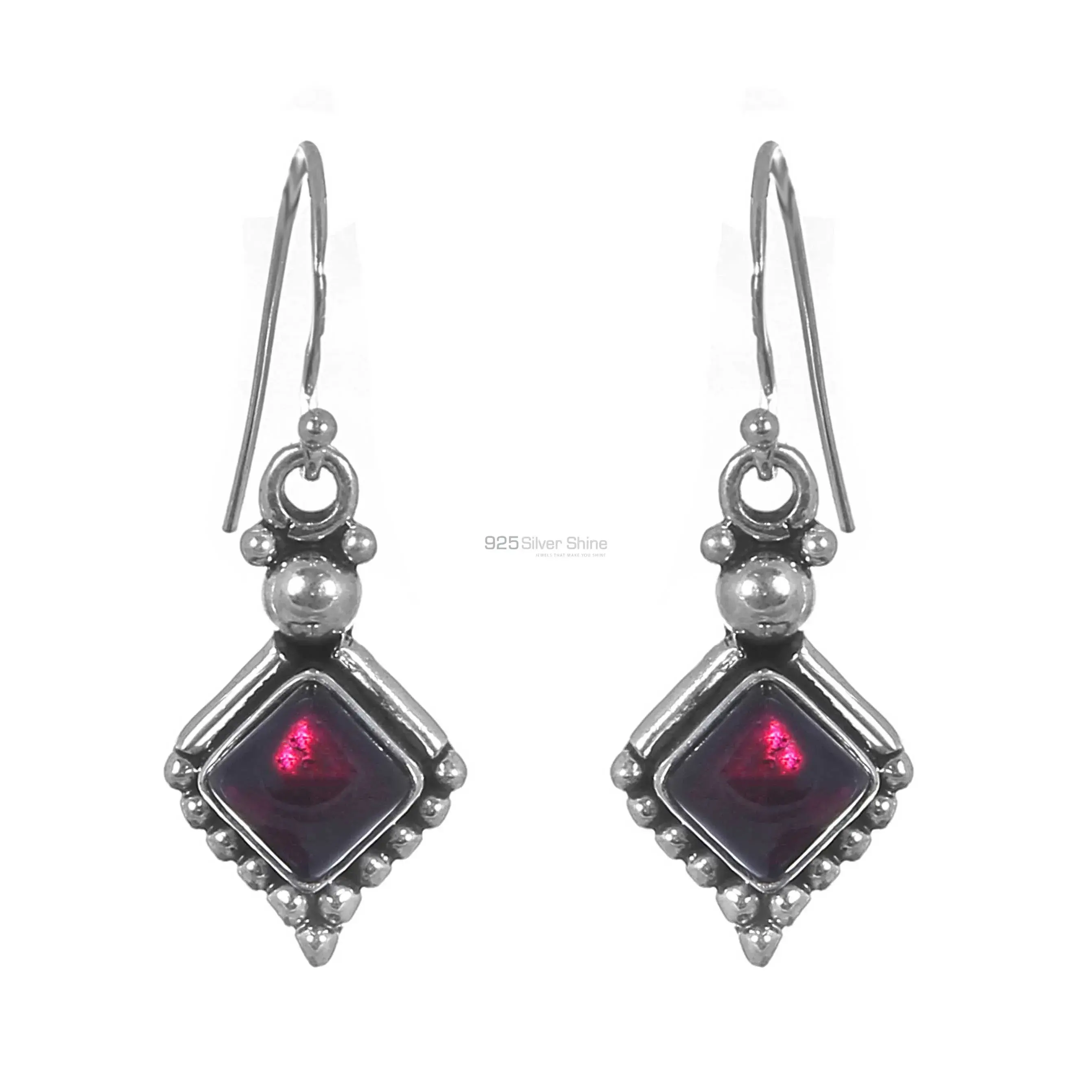 Antique Silver Jewelry In Natural Garnet Gemstone Earring 925SE175