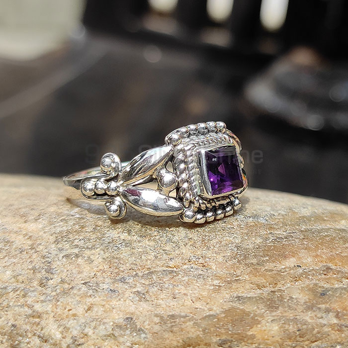 Antique Style Silver Amethyst Gemstone Rings SSR103_1