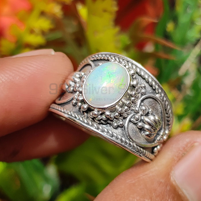 antique vintage Sterling Silver Ring In Natural Opal Gemstone SSR79_1