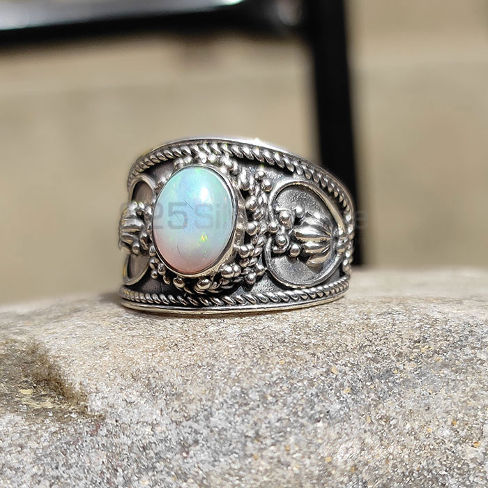 antique vintage Sterling Silver Ring In Natural Opal Gemstone SSR79_2