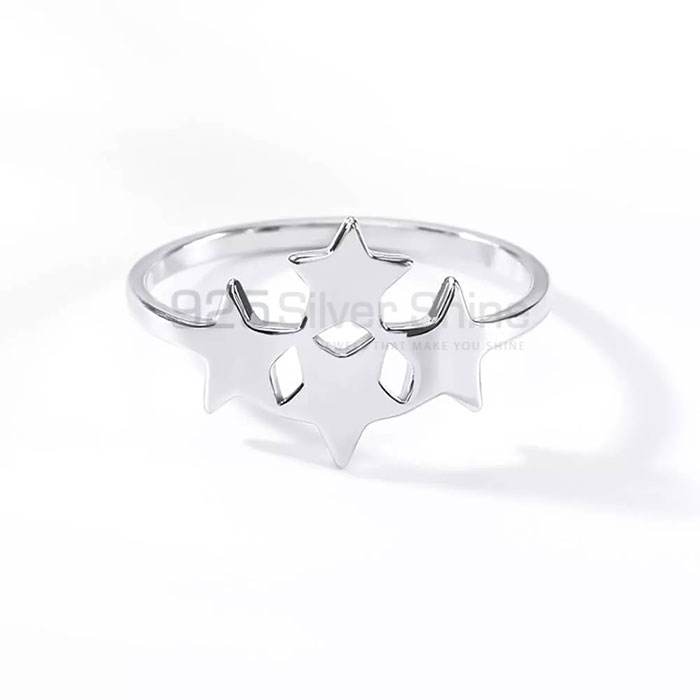 Awesome Look Four Star Charm Ring In Solid Silver STMR540