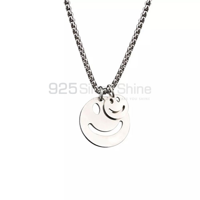 Smiley Charm Necklace In Sterling Silver SMMN436