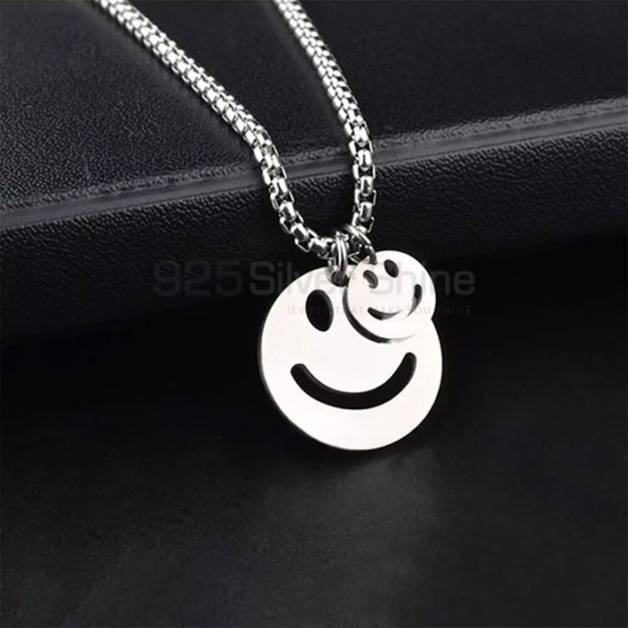Awesome Look Smiley Charm Necklace In Sterling Silver SMMN436_0